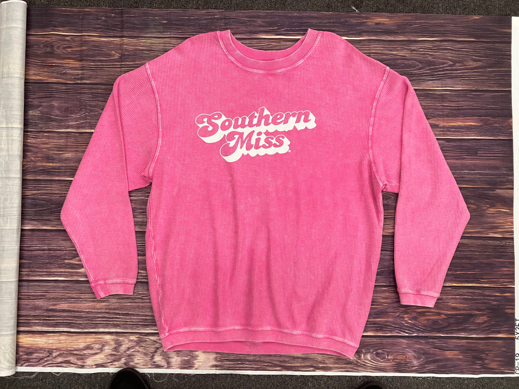 Sweatshirt Crewneck Corded Retro Southern Miss Script