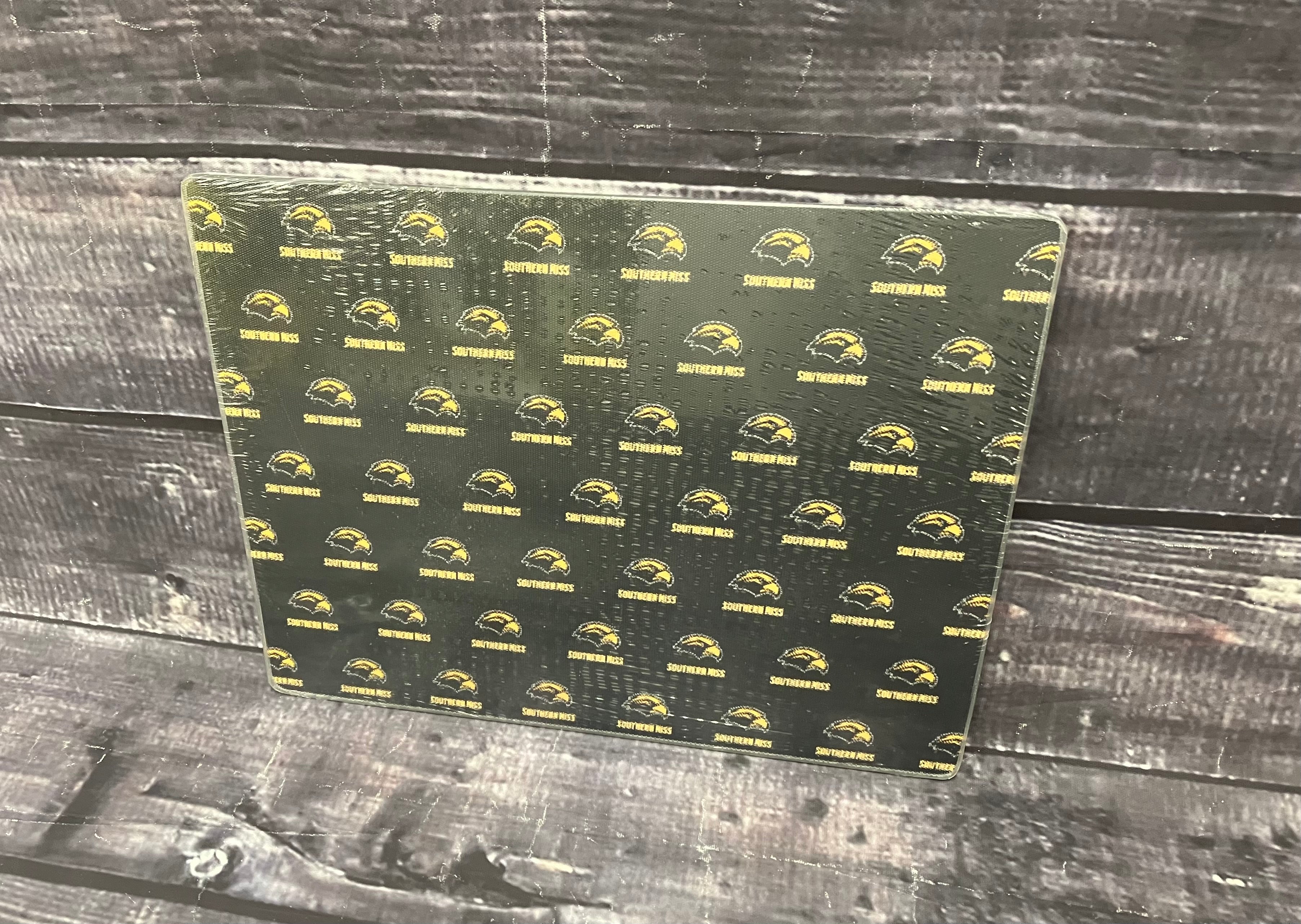 Glass Cutting Board with Eagle Head Southern Miss Wordmark