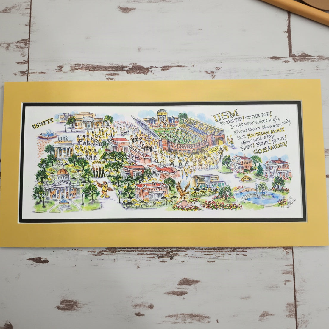 USM Eagle Walk Fight Song Double Mat Print