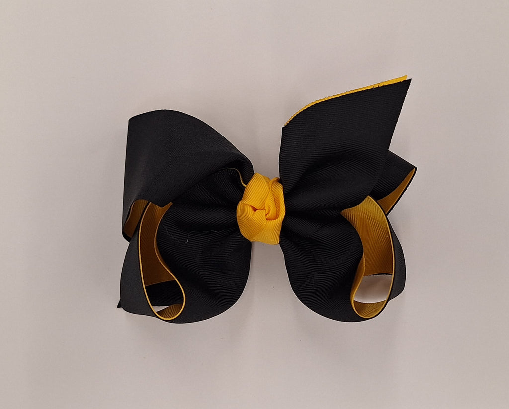 Hair Bow XL Layered Black Over Gold