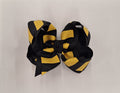 Hair Bow Xl Layered Gold Black Striped Black Knot