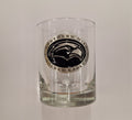Double Old Fashioned Glass with Eagle Head Pewter Emblem