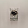 Square Shot Glass with Pewter Eagle Head Emblem