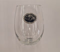 Stemless Wine Glass with Pewter Eagle Head Emblem