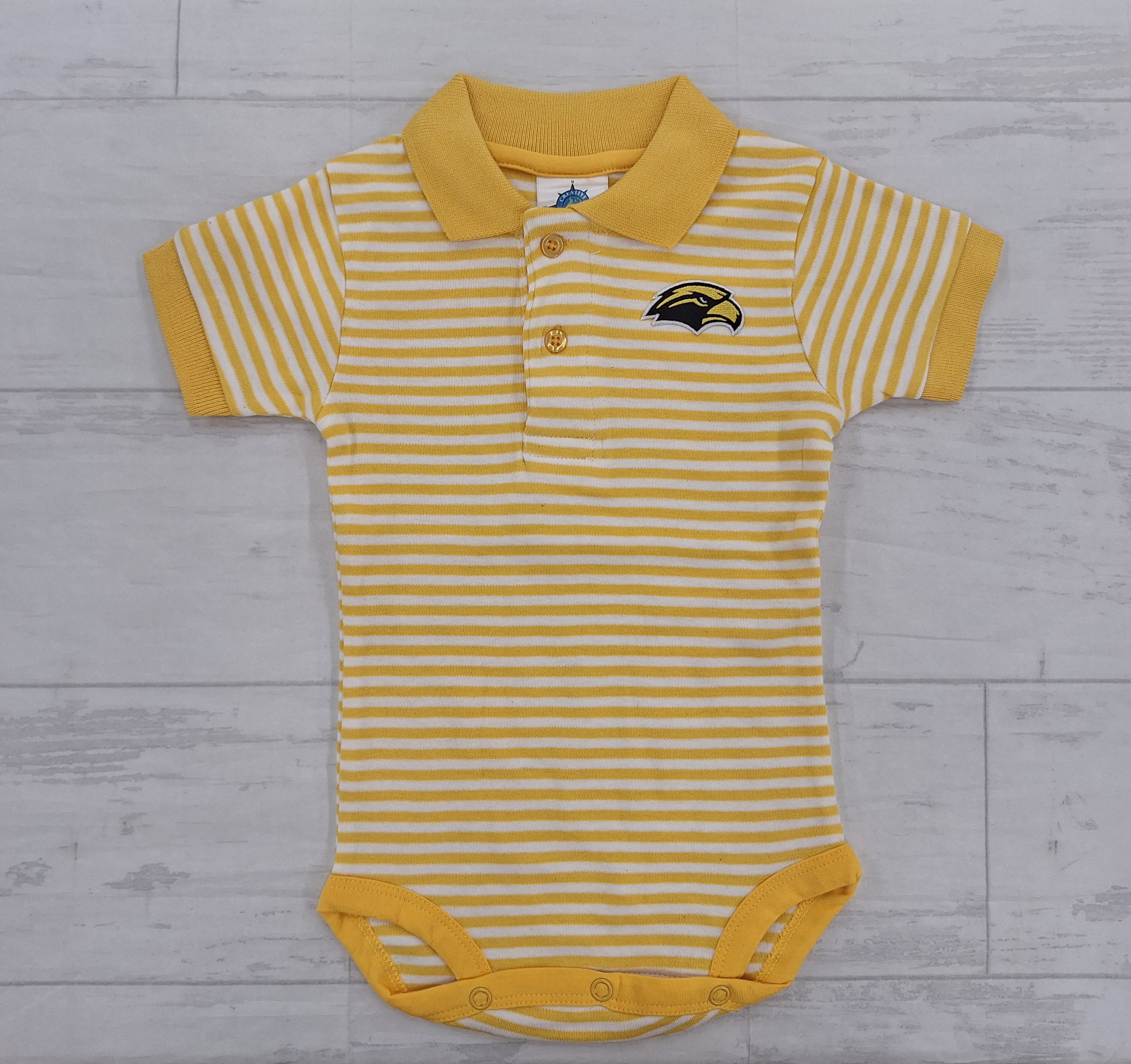 Creative Knitwear Baby Striped Polo Onesie with Eagle Head