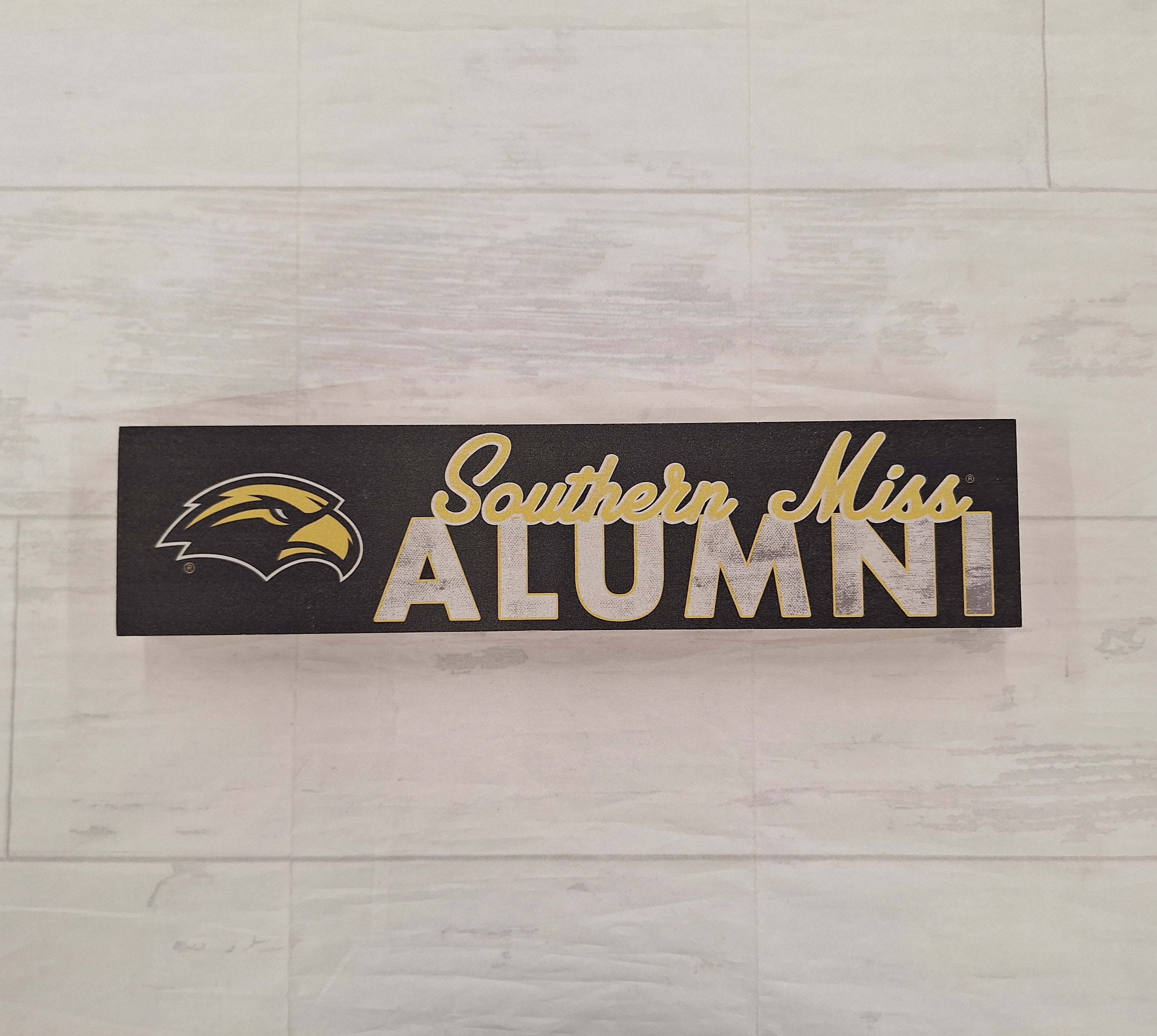 Home Wooden Block with Eagle Head Southern Miss Alumni