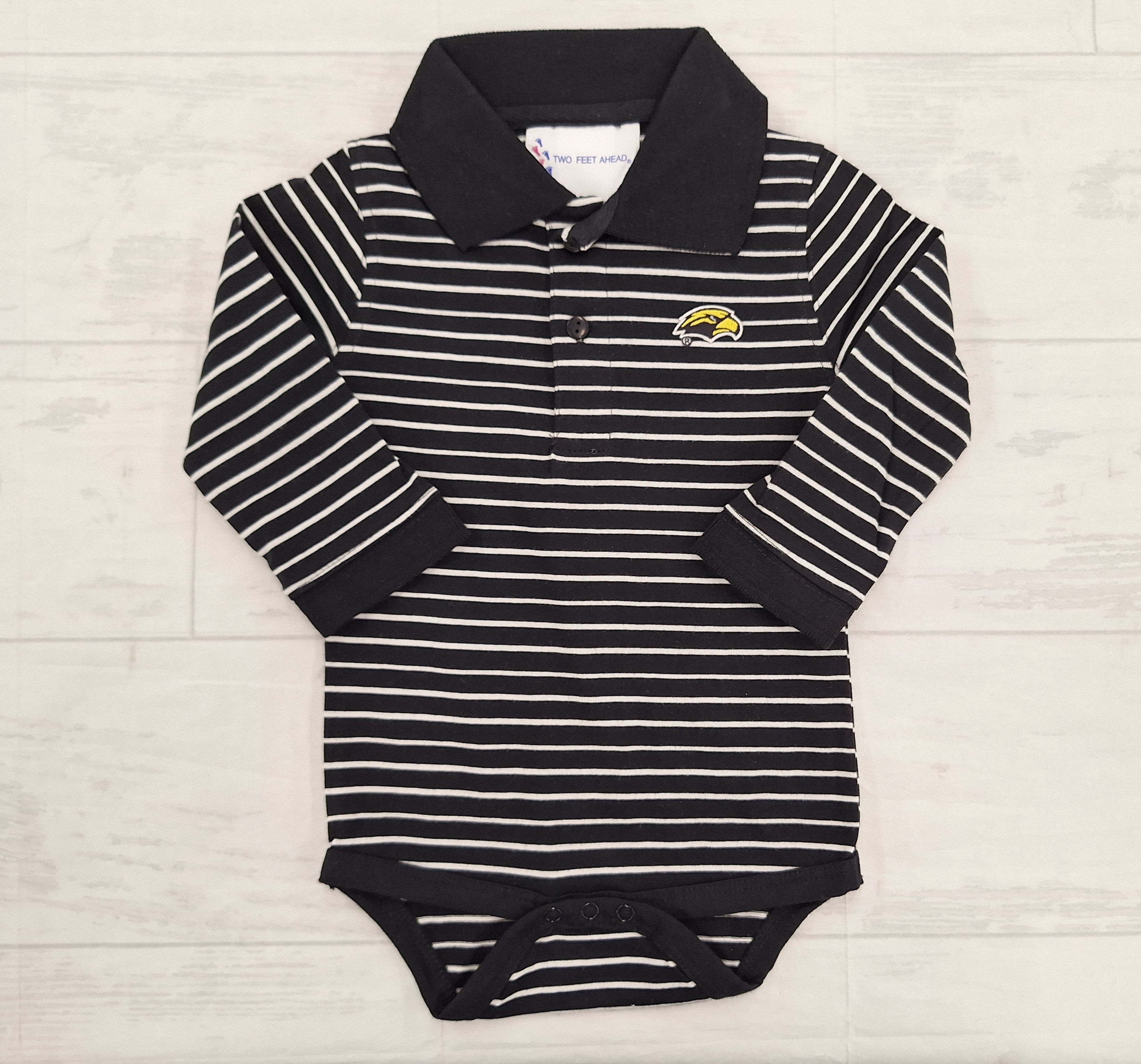 Atlanta Hosiery Co Baby Onesie Golf Polo Long Sleeve with Eagle Head