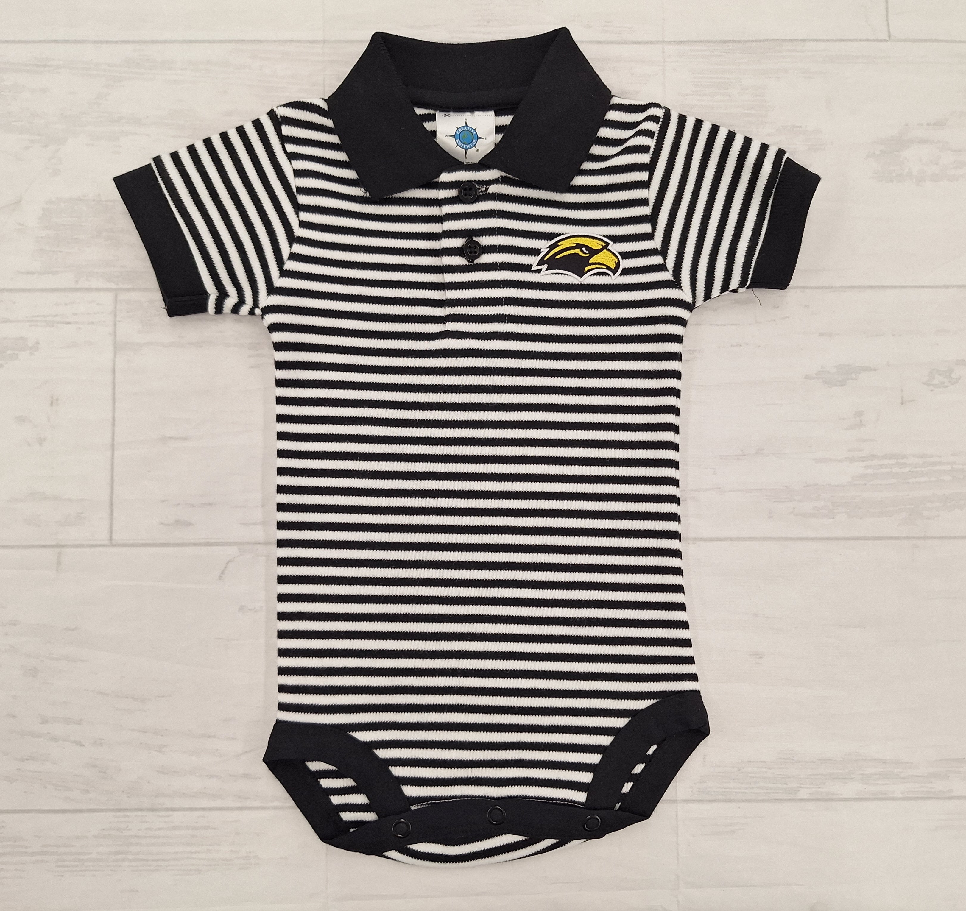 Creative Knitwear Baby Striped Polo Onesie with Eagle Head