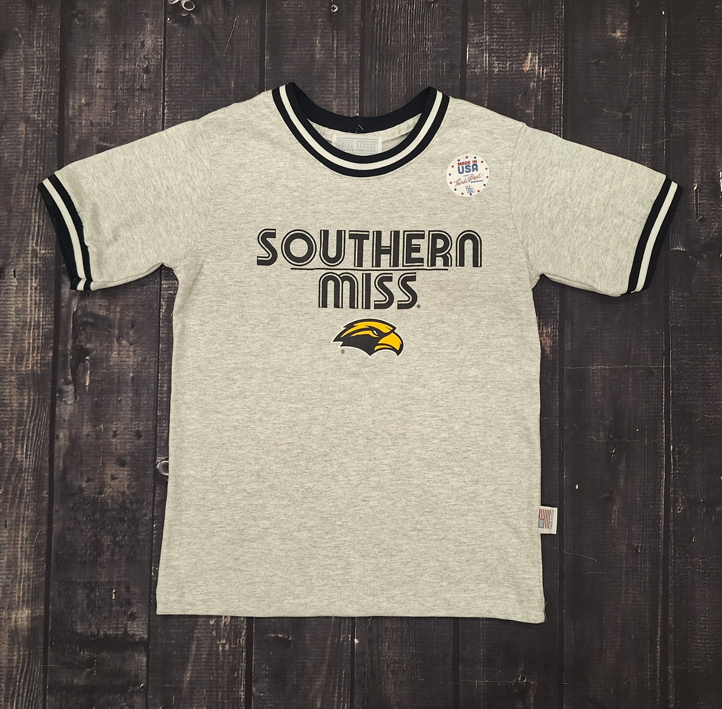 Youth Open Face Southern Miss Short Sleeve T-Shirt with Eagle Head