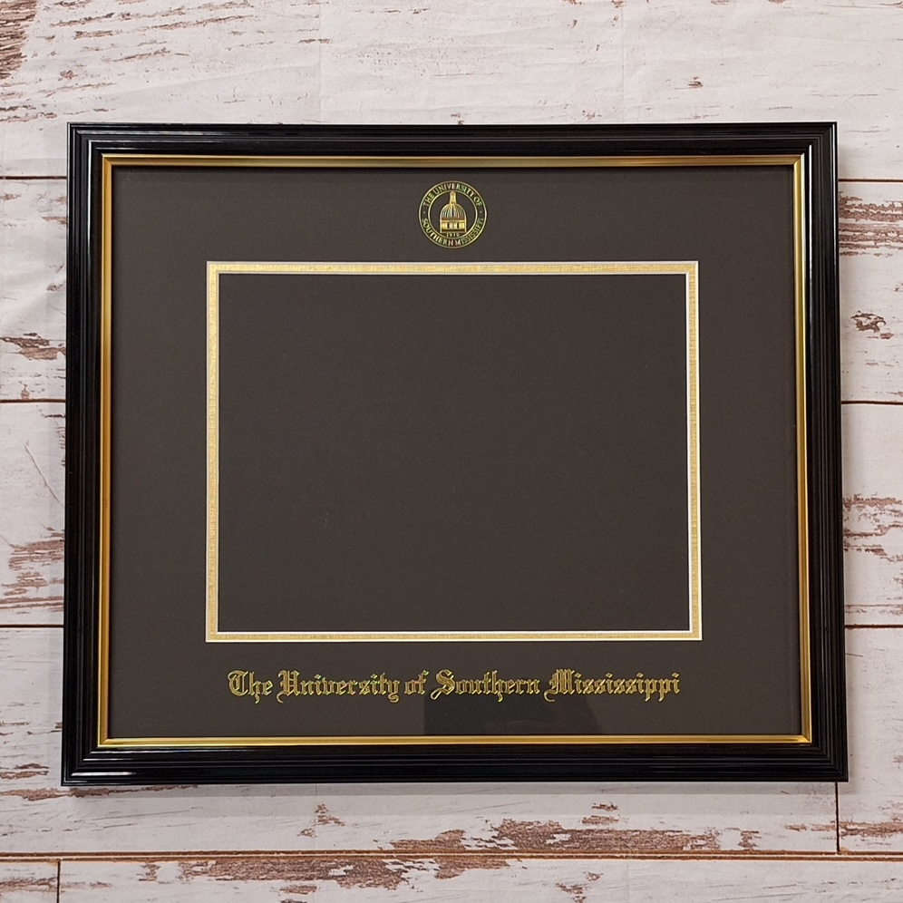 Frame Diploma #15 Petite Embossed Gold Trim Black Mat