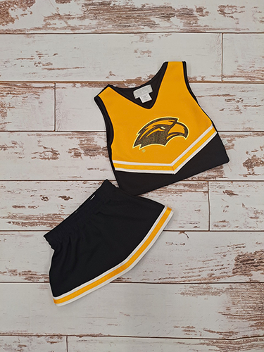 Youth Cheer Uniform 2 Piece V-neck Glitter with Eagle Head