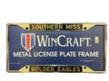 Auto License Plate Frame with Mirrored Gold Southern Miss Over Golden Eagles