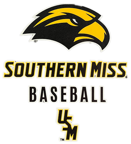 CDI Corporation Auto Decal Eagle Head Southern Miss Wordmark Baseball Stacked USM