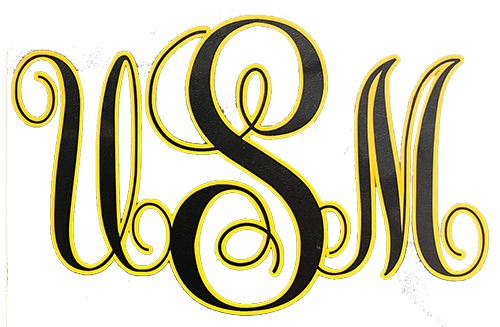 Auto Decal University Of Southern Mississippi Cursive Monogram