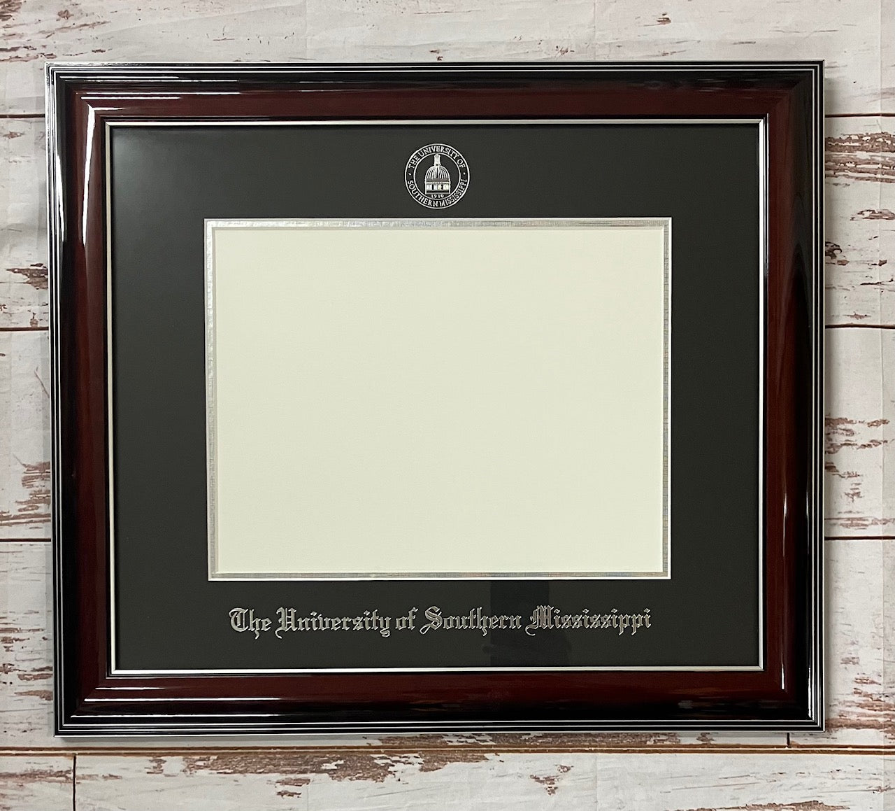 Frame Diploma #40 Classic Mahogany Silver Trim Embossed Black Mat