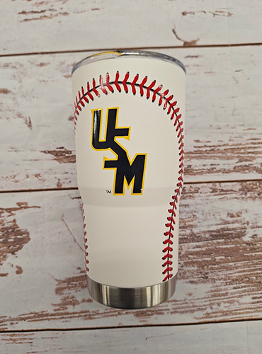 Tumbler with Lid 20 oz Baseball Stitch Stacked USM
