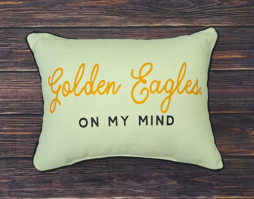 Pillow Linen Golden Eagles Script On My Mind Gold W Piping Black
