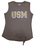Tank Top Women's Knot Front Golden Eagles Script