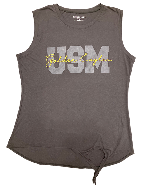 Tank Top Women's Knot Front Golden Eagles Script