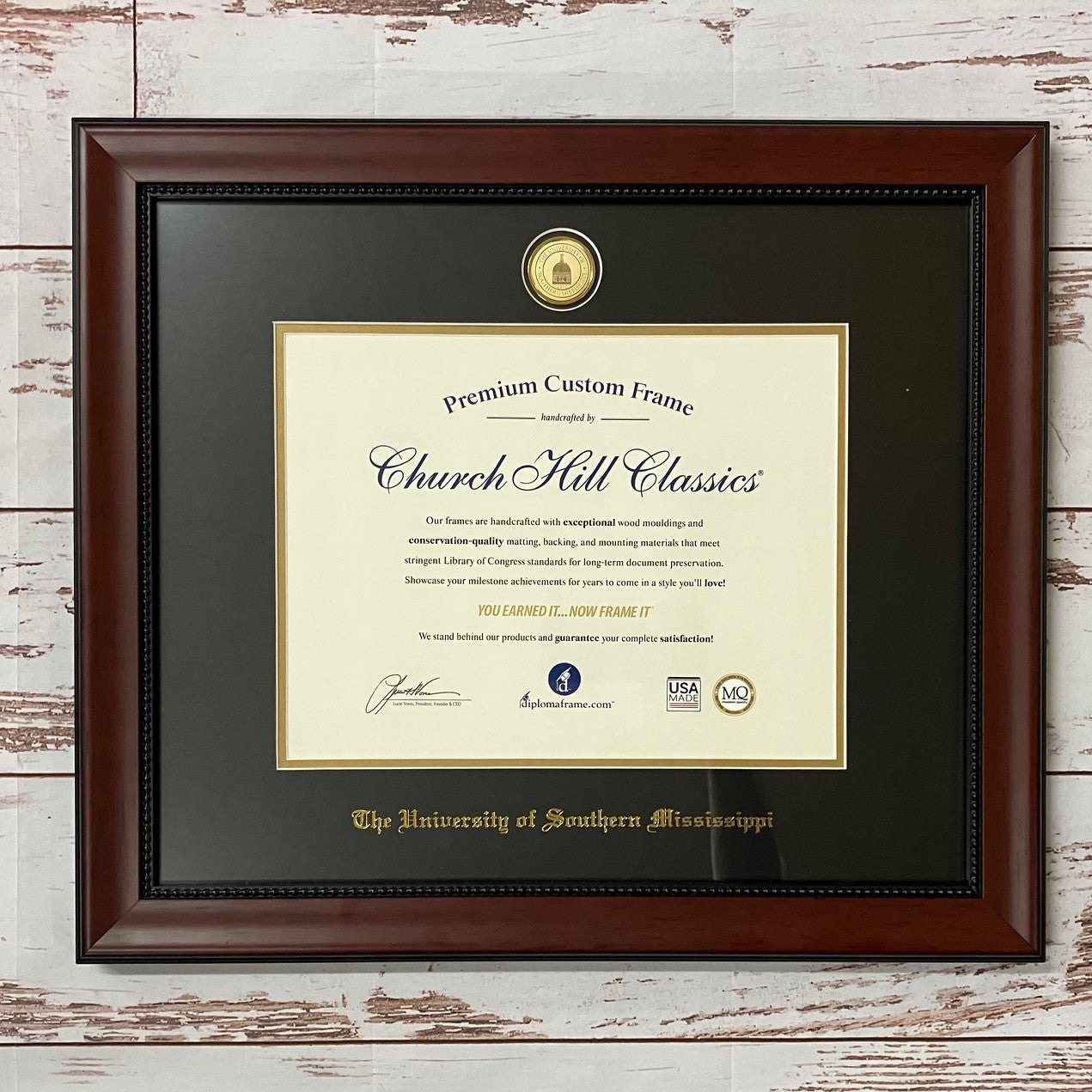 Frame Diploma #101 Medallion Etched Sig
