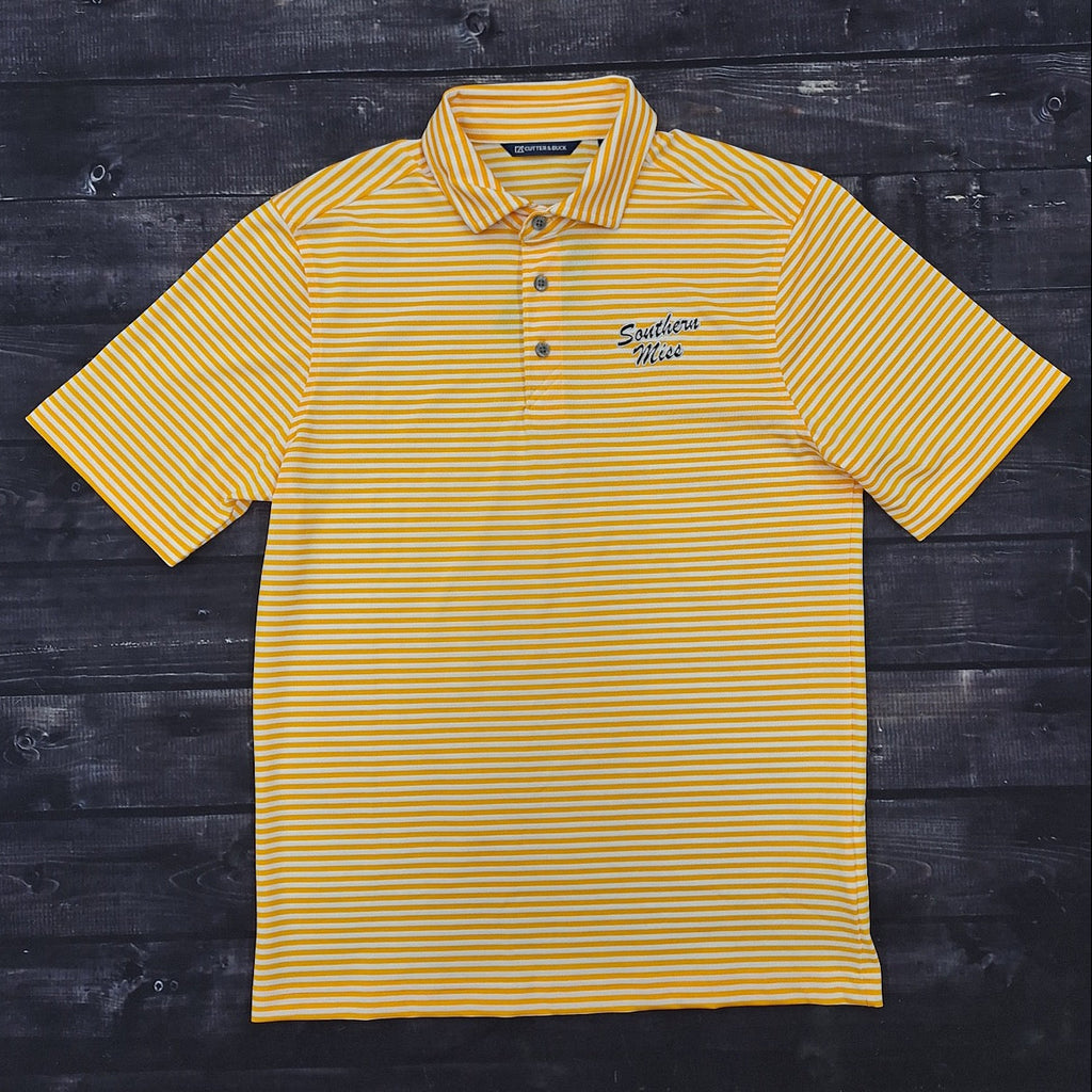 Cutter & Buck Men's Virtue Eco Pique Stripe Polo with Southern Miss Script