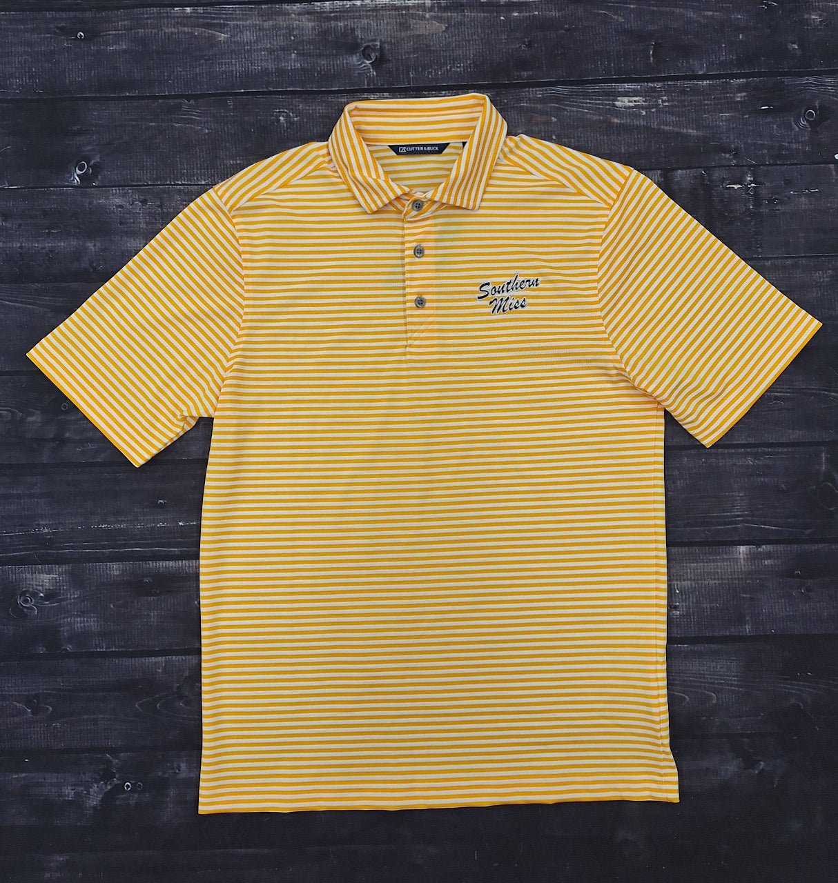 Cutter & Buck Polo Men's Virtue Eco Pique Stripe with Southern Miss Script
