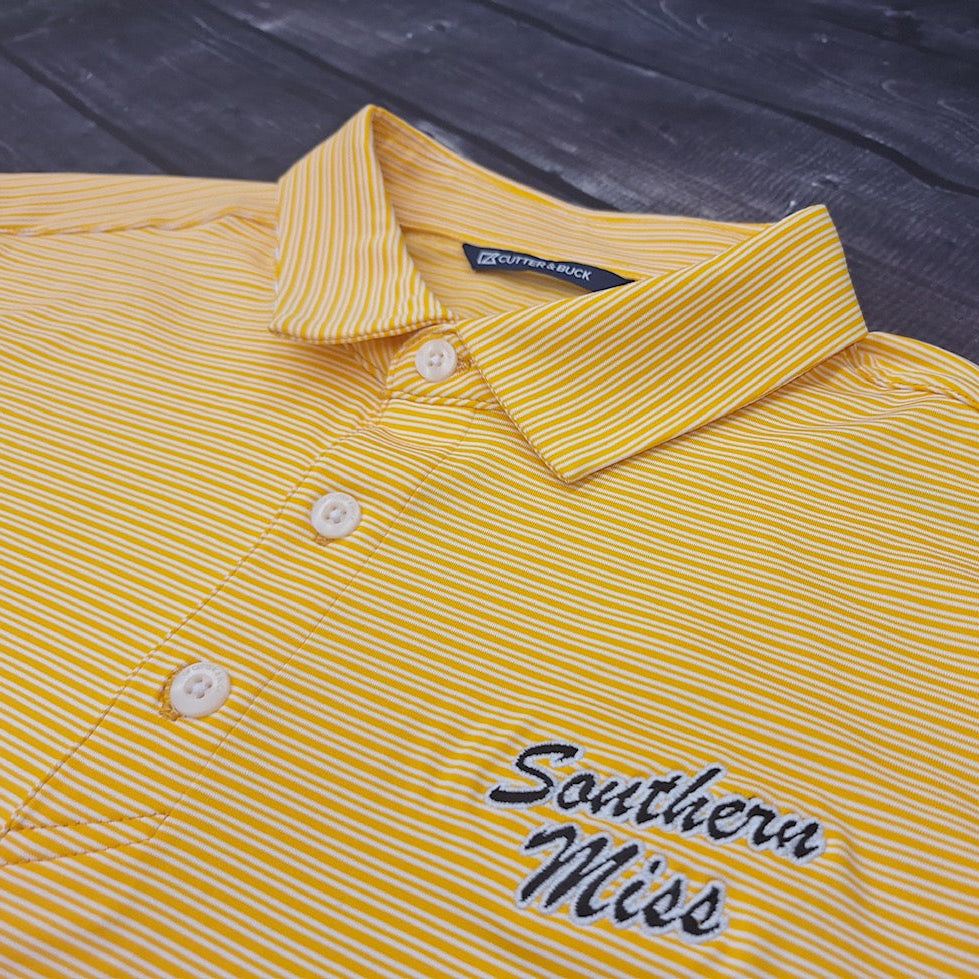 Cutter & Buck Men's Forge Eco Double Stripe Polo with Southern Miss Script