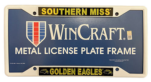 Auto License Plate Frame Top Southern Miss Bottom Eagle Head Golden Eagles Eagle Head