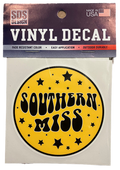 3" Southern Miss Bubble Font Decal in Circle With Stars