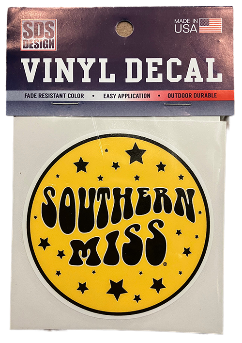 3" Southern Miss Bubble Font Decal in Circle With Stars