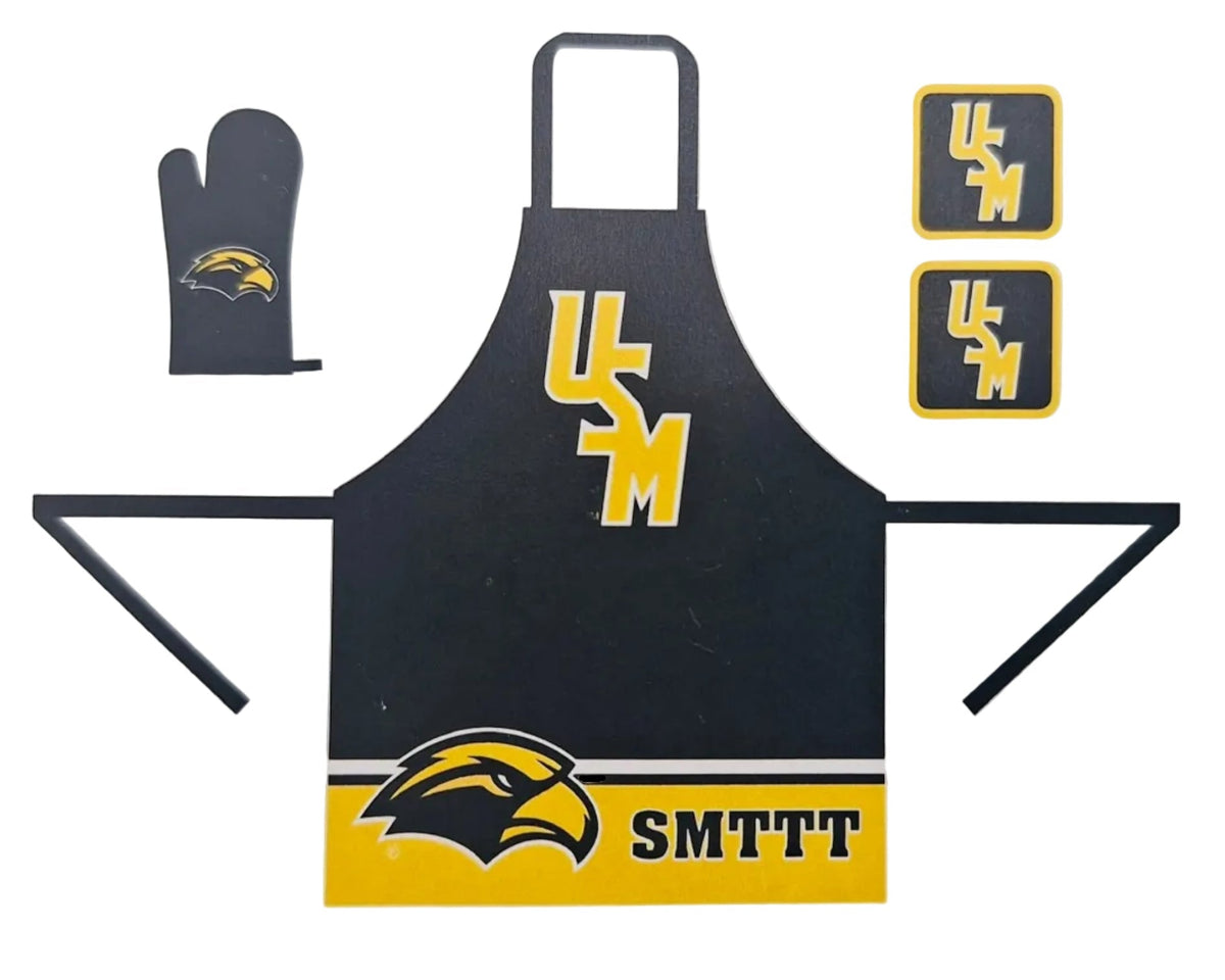 Home Kitchen Set with Apron, Hot Pads, and Oven Mitt