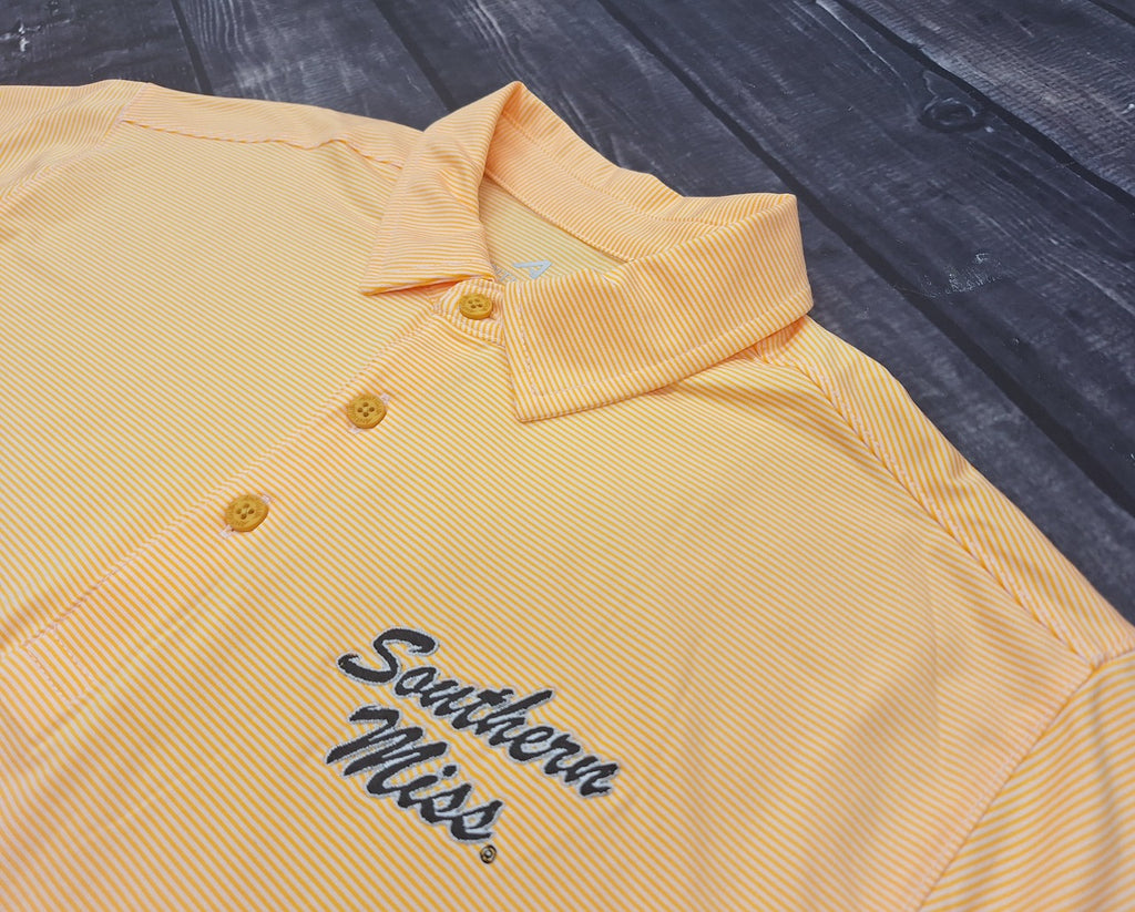 Men's Twine Pinstripe Polo with Southern Miss Script