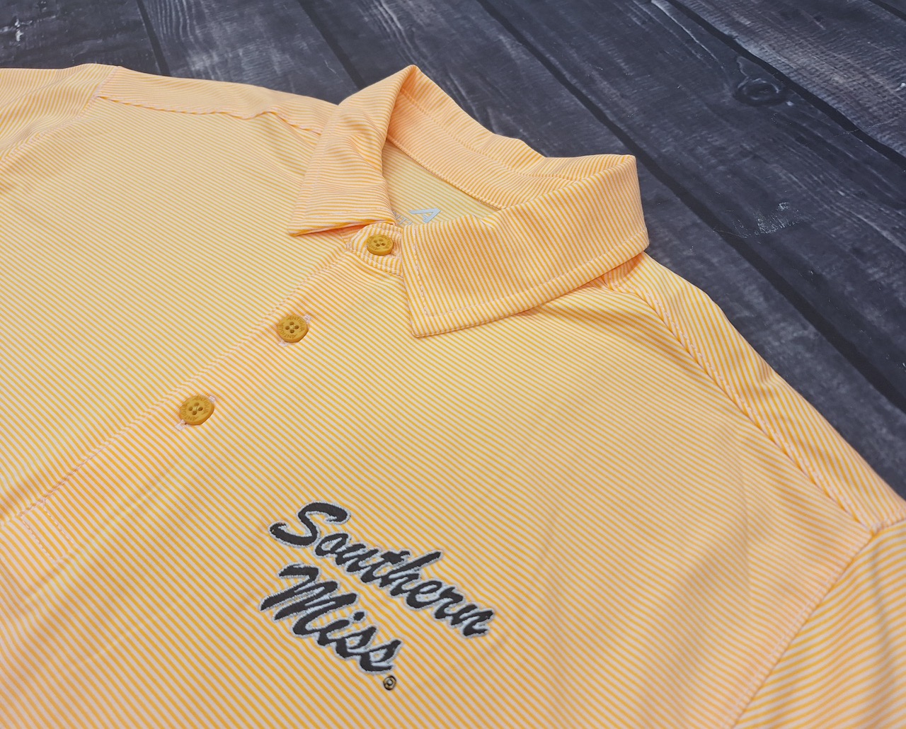Men's Twine Pinstripe Polo with Southern Miss Script