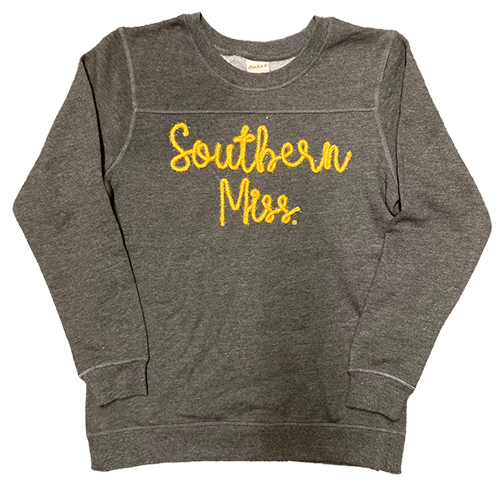 Sweatshirt Women's Back To Basics Southern Miss Gold Glitter Script