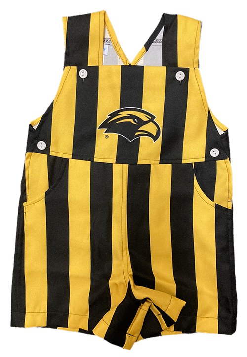 Toddler Overalls Team Striped Black Eagle Head