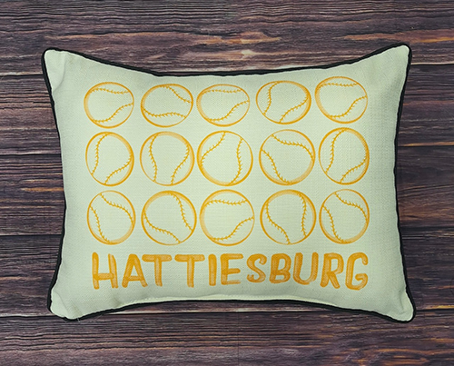 Pillow Linen Baseballs Hattiesburg with Piping