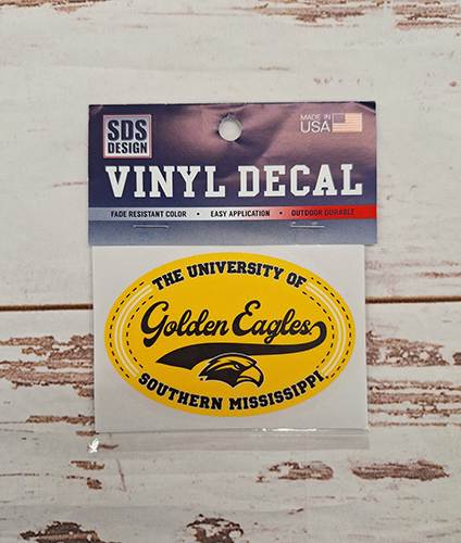 SDS Design Associates Auto Decal 3" Oval Golden Eagles With Tail Eagle Head U Of So Mississippi