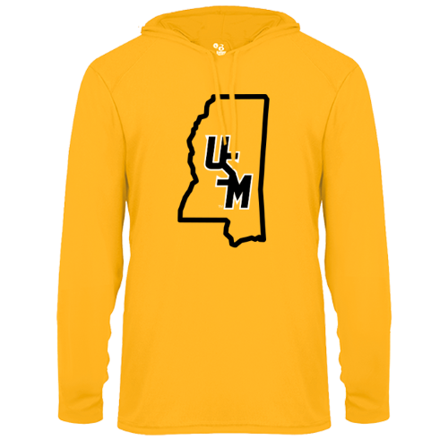 T-Shirt Long Sleeve Hooded B-Core State of MS Outline Stacked USM