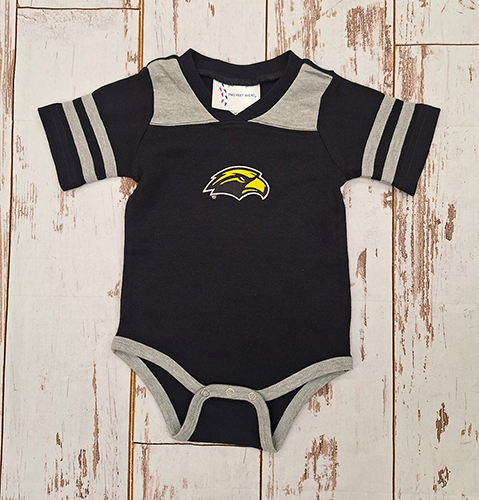 Atlanta Hosiery Co Baby Football Onesie Sleeve Strips with Eagle Head