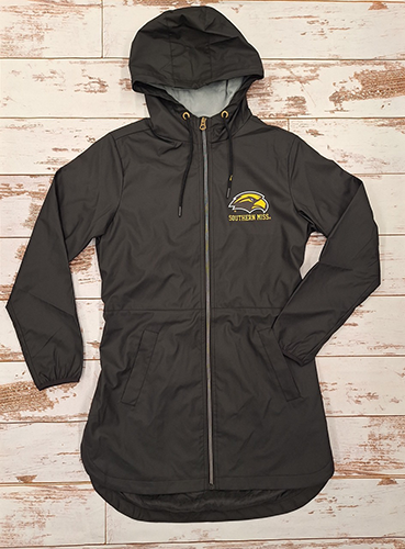 Jacket Women's Hooded Full Zip Rain Gear Eagle Head Southern Miss