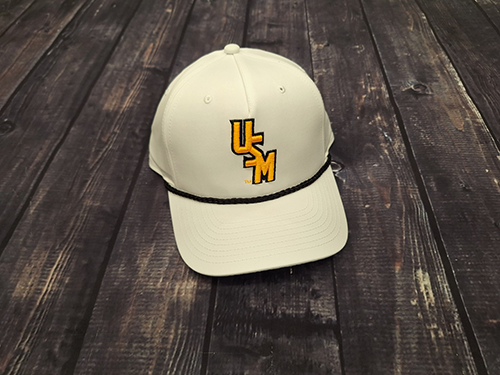 Uscape Apparel Cap Baseball Five Panel Classic Bill Rope Black Stacked Embroidered Adjustable