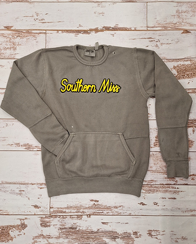 Sweatshirt Women's Front Pouch Southern Miss Script Embroidery