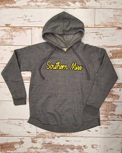 Sweatshirt Women's Hooded Front Pouch Southern Miss Script Embroidered