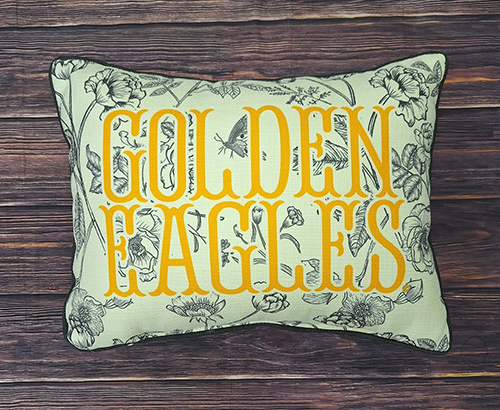 Pillow Linen Toile Pattern Golden Eagles