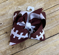 Hair Bow XL Crisscrossed Brown White Football Laces