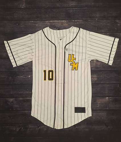 Jersey Baseball Pinstripe 2 Stripes Black Stacked USM #10 Eagle Head