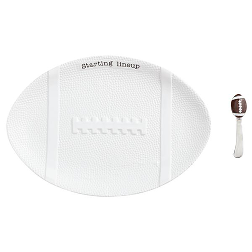 Home Platter Ceramic Starting Lineup Oval W Football Hndl Sprdr