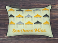 Pillow Linen Tailgate Tents Gold Black Grey Southern Miss W Piping Black
