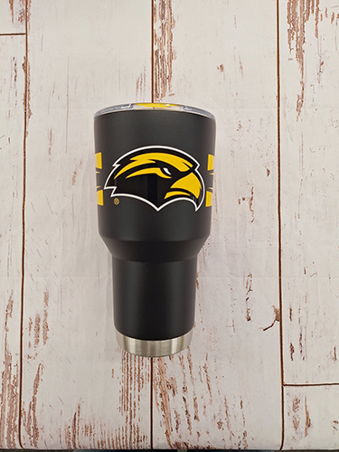 Tumbler with Lid Clear Gold Eagle Head 360 Stripes Gold