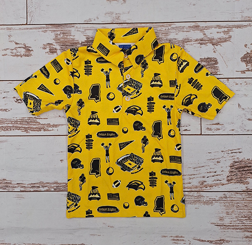 Toddler Polo Short Sleeve Icons All Over Gold